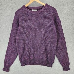 Vintage Christian Dior Sweater Purple Heavy Cable Knit Mens Size Large USA